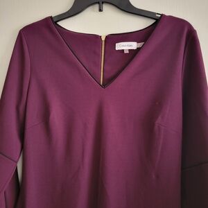 Calvin Klein Deep Purple V-Neck Dress
